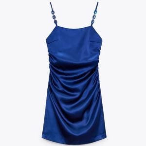 Blue silk mini dress